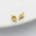 14K gold-filled round lime green zircon pendant connector for DIY jewelry making - Double Loop 4*8mm / Olive Green