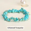 Bracciale elastico stile boho con pietre di turchese irregolari e venature minerali naturali - 5-8 mm / Turchese trattato