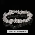 Bracciale in quarzo bianco naturale con perle di pietra frantumata su cordino elastico - 5-8 mm / Cristallo di rocca