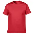 Classic 205g ring-spun cotton red crew neck short sleeve T-shirt with a comfortable fit - Red