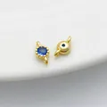 14K gold filled round blue cubic zirconia charm pendant for DIY jewelry making - Double Loop 4*8mm / Blue