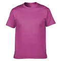 High-quality magenta short sleeve round neck T-shirt made of soft ring-spun cotton - Berry Red