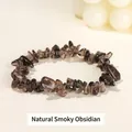 Bracciale elastico in schegge di pietra di quarzo fumé naturale per uomo e donna - 5-8 mm / Quarzo Fumè
