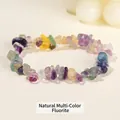 Bracciale elastico in pietra di fluorite arcobaleno naturale con schegge irregolari - 5-8 mm / Fluorite Colorata