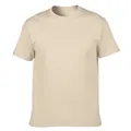 Comfortable beige 205g ring-spun cotton crew neck short sleeve T-shirt for summer wear - Sand