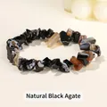 Bracciale elastico in agata nera naturale con pietre irregolari e perline nere - 5-8 mm / Agata nera