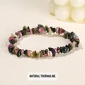 Bracciale elastico con perline di pietre di tormalina naturale multicolore irregolari - 5-8 mm / Tormalina