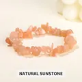 Bracciale elastico in pietre di sole naturali con perle irregolari in tonalità arancio - 5-8 mm / Pietra del sole