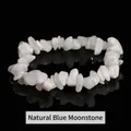 Bracciale elastico in schegge di pietra di luna bianca naturale di forma irregolare - 5-8 mm / Pietra di Luna Blu