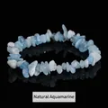 Bracciale elastico con pepite di acquamarina naturale blu chiaro gioiello elegante - 5-8 mm / Acquamarina