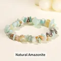 Bracciale elastico fatto a mano in pietre irregolari di amazzonite naturale e cristallo - 5-8 mm / Amazonite