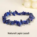 Bracciale elastico fatto a mano in lapislazzuli blu naturale con pietre preziose frantumate - 5-8 mm / Lapislazzuli