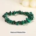 Bracciale elastico con perline di malachite naturale irregolare e motivi verdi - 5-8 mm / Malachite