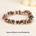 Bracciale elastico fatto a mano con pietre di rodonite naturale irregolare levigata - 5-8 mm / Rodonite