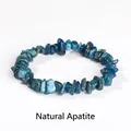 Bracciale elastico in pietre di apatite blu naturale a scaglie - 5-8 mm / Apatite