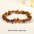 Bracciale elastico curativo con schegge di pietra occhio di tigre gialla naturale irregolare - 5-8 mm / Occhio di Tigre Giallo