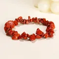 Bracciale elastico con schegge di pietra di diaspro rosso naturale irregolare - 5-8 mm / Diaspro Rosso