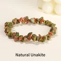 Bracciale elastico con perline in cristallo di unakite naturale - 5-8 mm / Unakite