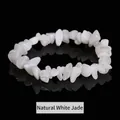 Bracciale in giada bianca naturale Hanbai perle irregolari elasticizzato donna e uomo - 5-8 mm / Giada Bianca