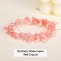 Bracciale elastico con scaglie di cristallo rosso anguria sintetico da donna - 5-8 mm / Cristallo Rosso Anguria