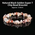 Bracciale elastico con pietre di quarzo irregolari super sette oro nero 5-8mm - 5-8 mm / Oro Nero Super Seven
