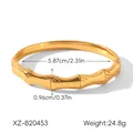 Bracciale rigido in acciaio inossidabile dorato stile bambù con dimensioni e peso - Stile Bambù Dorato (XZ-B20453)