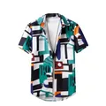Chemise hawaïenne à manches courtes pour homme avec imprimé 3D abstrait et coupe ample - 3XL / Géométrie Abstraite (ESV-3UXFS6H)