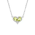 S925 sterling silver heart necklace featuring natural peridot and sparkling accents - Peridot Heart Necklace (DH0451-4)