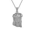 Iced out silver Jesus head pendant necklace for men featuring hip hop style jewelry - Jesus Head with Rope Chain / Silver