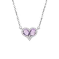 Elegant S925 sterling silver heart necklace with purple amethyst crystal pendant - Amethyst Heart Necklace (DH0451-1)