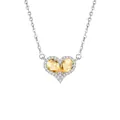Elegant S925 sterling silver heart pendant necklace with sparkling yellow crystal stones - Citrine Heart Necklace (DH0451-2)