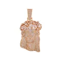 Luxurious hip hop iced out Jesus head pendant for men with sparkling cubic zirconia - Jesus Head with Rope Chain / Rose Gold