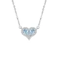 Elegant heart-shaped S925 sterling silver necklace featuring light blue crystal - Topaz Heart Necklace (DH0451-3)