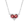 Elegant S925 sterling silver necklace featuring a red crystal heart pendant. - Garnet Heart Necklace (DH0451-5)