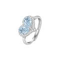 Elegant S925 sterling silver adjustable ring with double light blue pear-cut crystals - Topaz Heart Ring (JH0412-3)