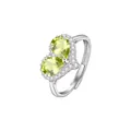 Elegant heart-shaped natural peridot ring in S925 sterling silver, adjustable size - Peridot Heart Ring (JH0412-4)