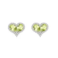 S925 sterling silver heart earrings with natural green peridot gemstones - Peridot Heart Stud Earrings (EH0170-4)
