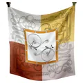 Elegant mulberry silk square scarf with vintage bicycle and equestrian pattern - Bicycle Equestrian