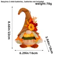 Illuminated Thanksgiving gnome ornament with sunflower and straw hat decoration 78g - Glowing Short Leg Female Style (X2-53)