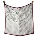 White mulberry silk square scarf featuring dark red polka dots and delicate floral patterns - Starflower Polka Dot
