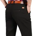 Classic black straight-leg business casual pants for men with premium leather belt - 28 / Black