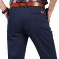 Men's classic navy blue straight-fit casual trousers featuring back pocket detail - 28 / Blue