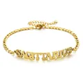18K gold plated stainless steel Figaro chain anklet with Sagittarius zodiac design - Sagittarius / Gold