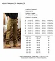 Size chart and measurement guide for men's pure cotton multi-pocket cargo pants - 33 / Bottoms / Army Green