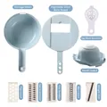 Multi-functional vegetable slicer set with julienne and slicing blades in light blue - Standard 9-Piece Set (With Hand Guard) / Blue