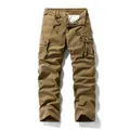 Premium men's khaki pure cotton multi-pocket outdoor tactical cargo pants loose straight fit - 29 / Bottoms / Khaki