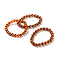 Set of three minimalist translucent amber round bead elastic bracelets on white background - Imitation Amber Gradient Round Beads Style (BJEW-K097-01A-03)