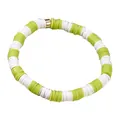 Green and white alternating stretch heishi bead bracelet women's golden accent - Green and White Heishi Beads Style (BJEW-SW00107-03)