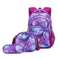 3-piece galaxy mermaid tail backpack set with lunch bag and pencil case for school - Purple Mermaid Tail 3-Piece Set