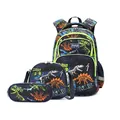 3-piece kids school backpack set featuring colorful dinosaur skeleton prints and Roar text - Glow-in-the-Dark Dinosaur 3-Piece Set